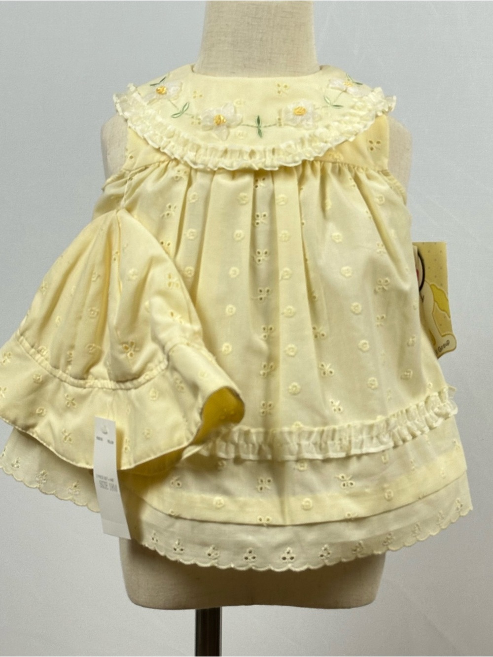 LITTLE BITTY NWT Vintage yellow baby sundress and hat- size 18 months